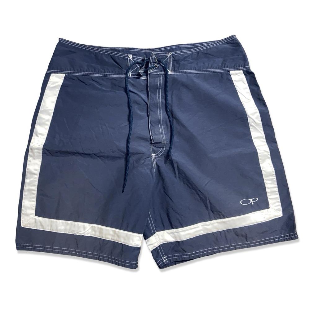 Vintage Ocean Pacific OP Board Shorts Swim Trunks Size 34 Navy Blue
